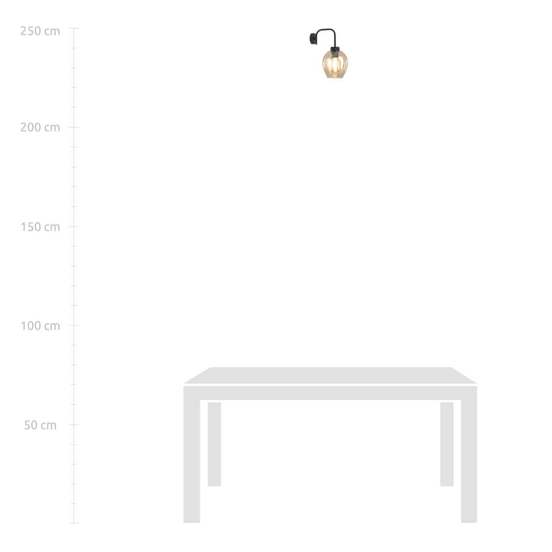 Wandlamp Lukka 8211 Zwart Amber Glas Wandlamp Lukka 8211 Zwart Amber Glas