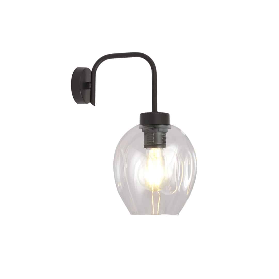 Wandlamp Lukka 8211 Zwart Transparant Glas Wandlamp Lukka 8211 Zwart Transparant Glas