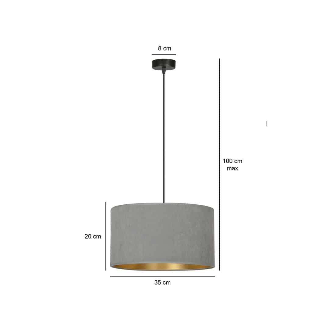 Hanglamp Hilde 8211 Grijs Goudkleur 8211 Stoffen Kap