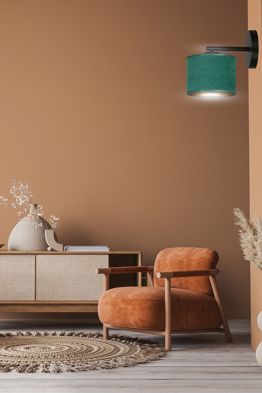 Wandlamp Hilde 8211 Zwart Groen 8211 Stoffen Kap