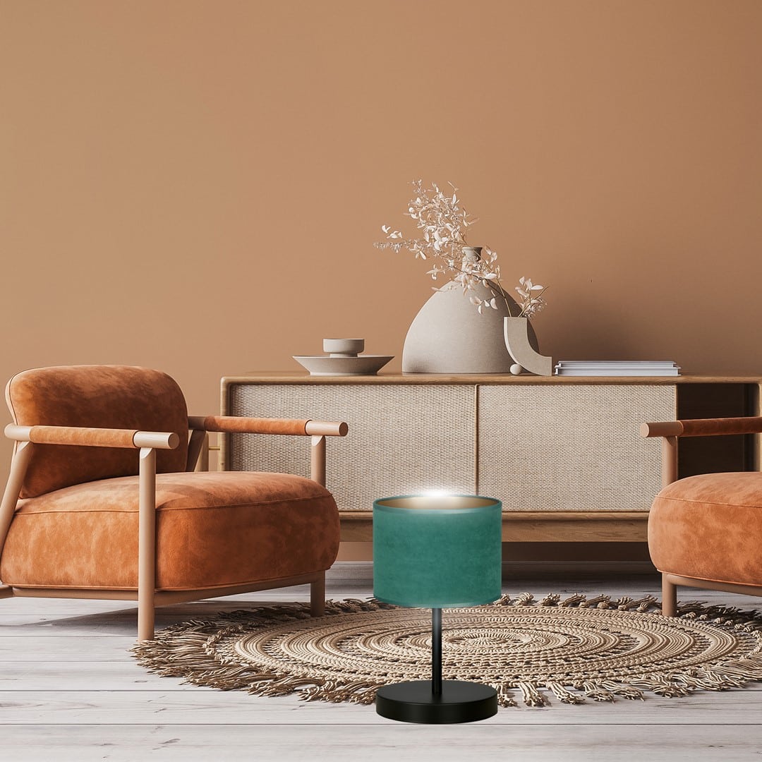 Tafellamp Hilde 8211 Zwart Groen Goudkleur 8211 Stoffen Kap