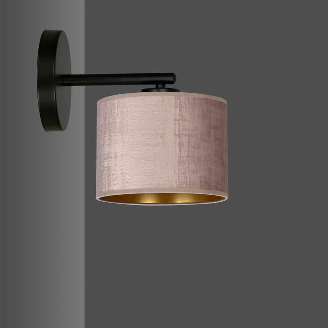 Wandlamp Hilde 8211 Zwart Metaal 8211 Roze Stoffenkap