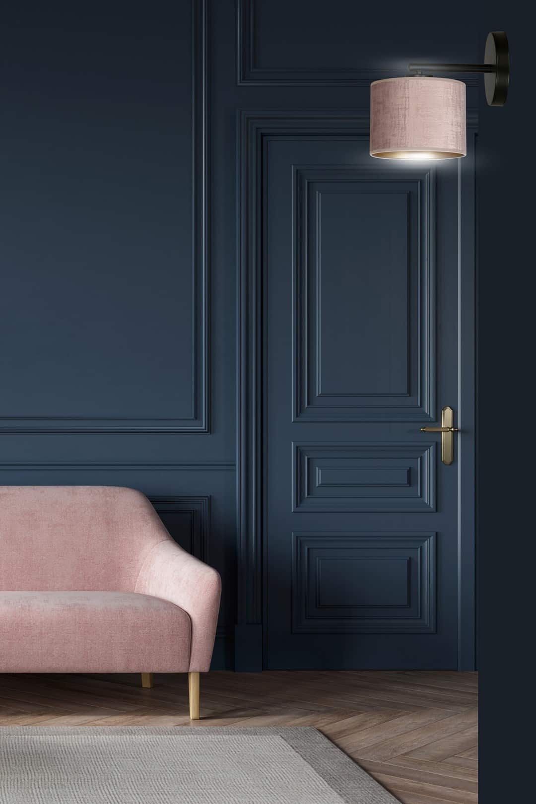 Wandlamp Hilde 8211 Zwart Metaal 8211 Roze Stoffenkap