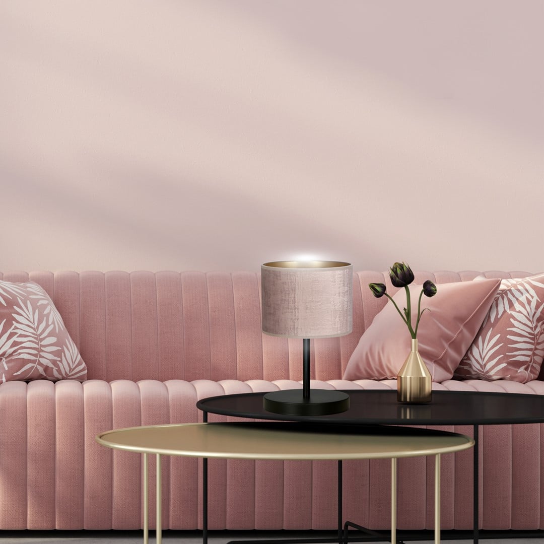 Tafellamp Hilde 8211 Zwart Roze Goudkleur 8211 Stoffen Kap