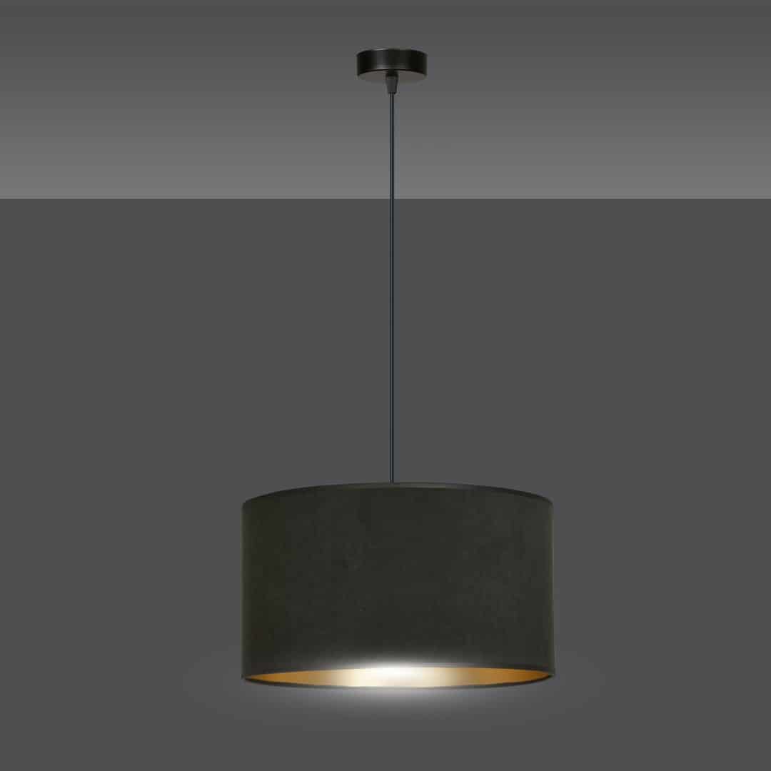 Hanglamp Hilde 8211 Zwart Goudkleur 8211 Velours Stoffen Kap
