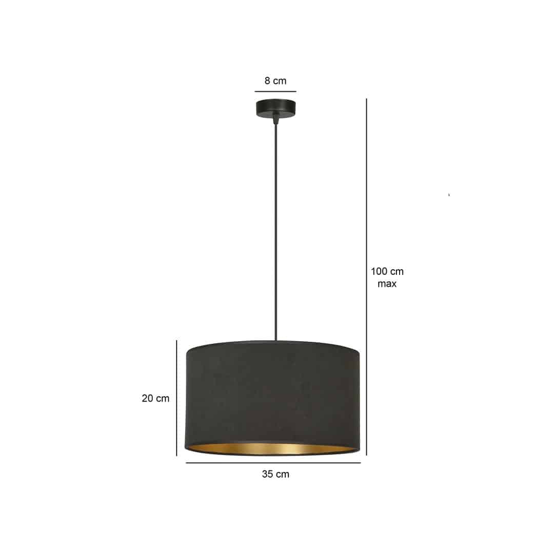 Hanglamp Hilde 8211 Zwart Goudkleur 8211 Velours Stoffen Kap