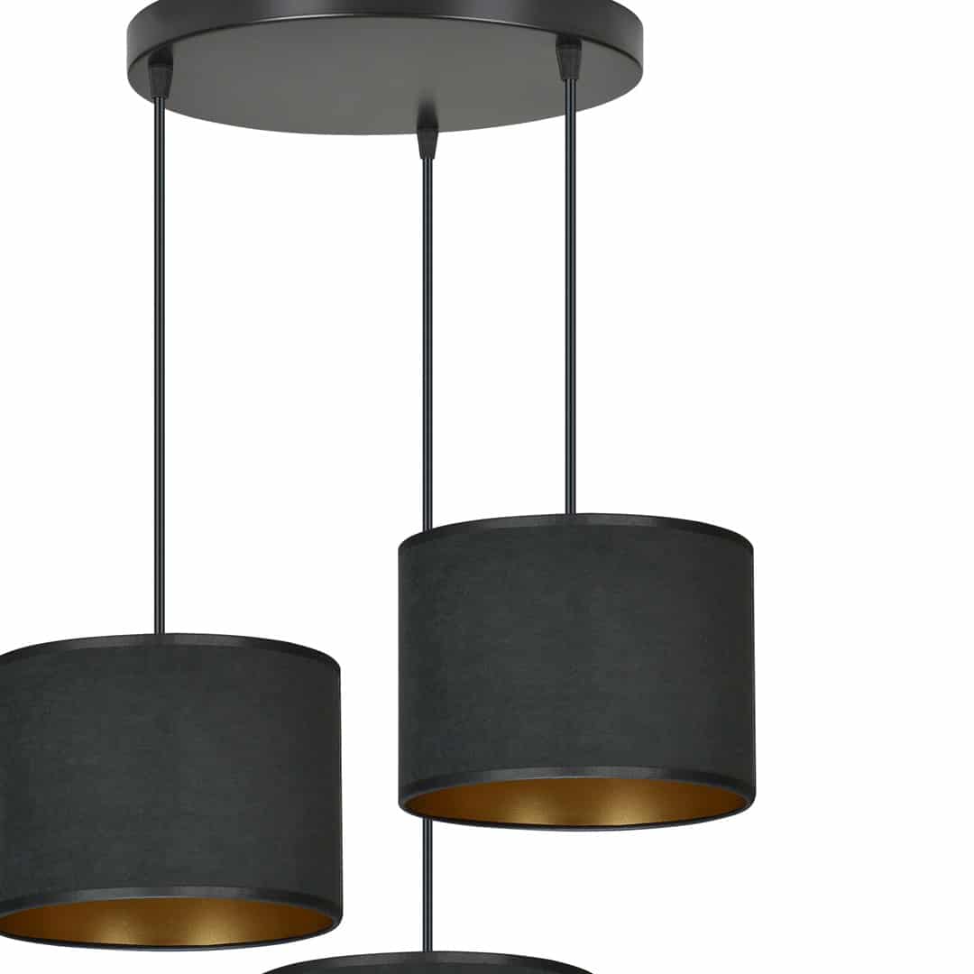 Hanglamp Hilde 8211 Zwart Metaal 8211 Fluweel Stoffen Kap 8211 Goudkleur