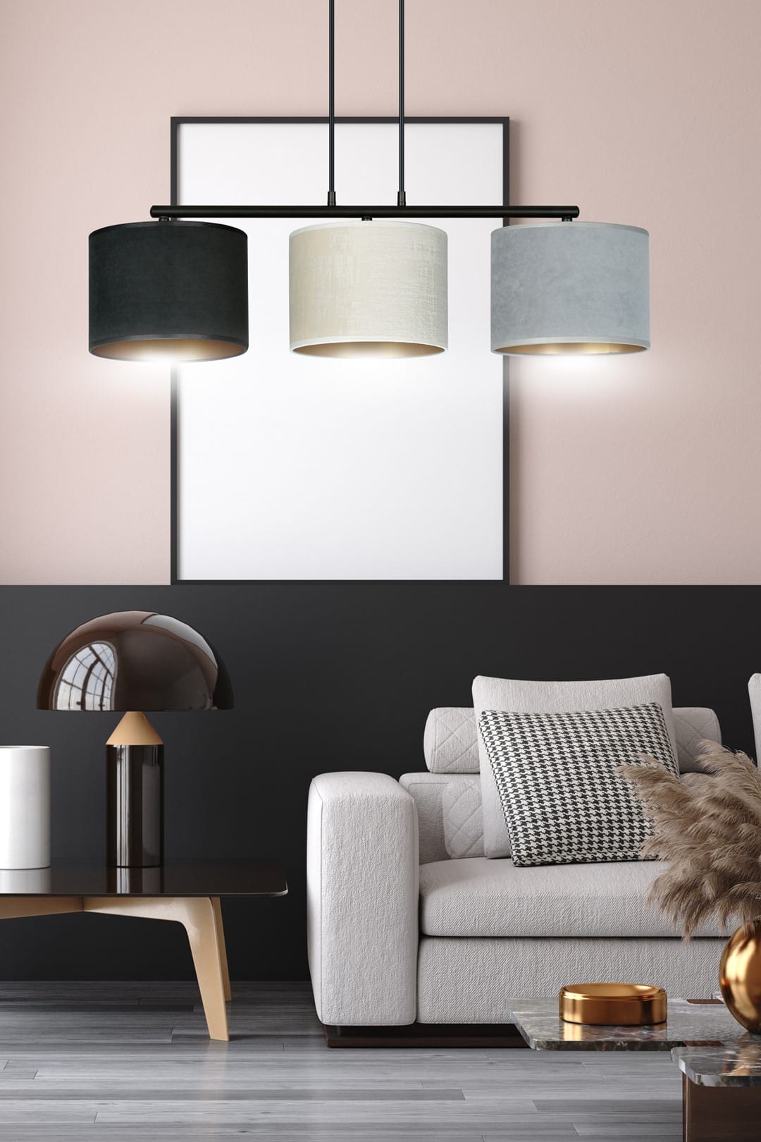Hanglamp Hilde 8211 In Zwart Wit Grijs 8211 Stoffen Kap