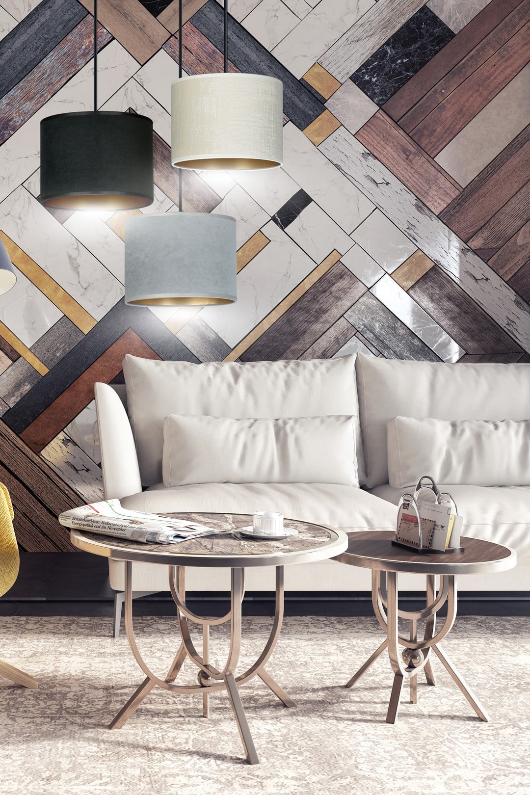 Hanglamp Hilde 8211 In Zwart Grijs Wit 8211 Stoffen Kap