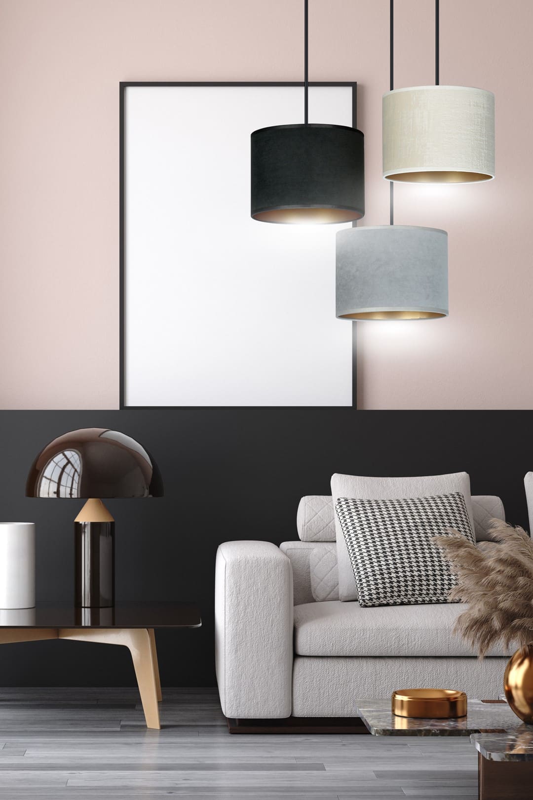 Hanglamp Hilde 8211 In Zwart Grijs Wit 8211 Stoffen Kap