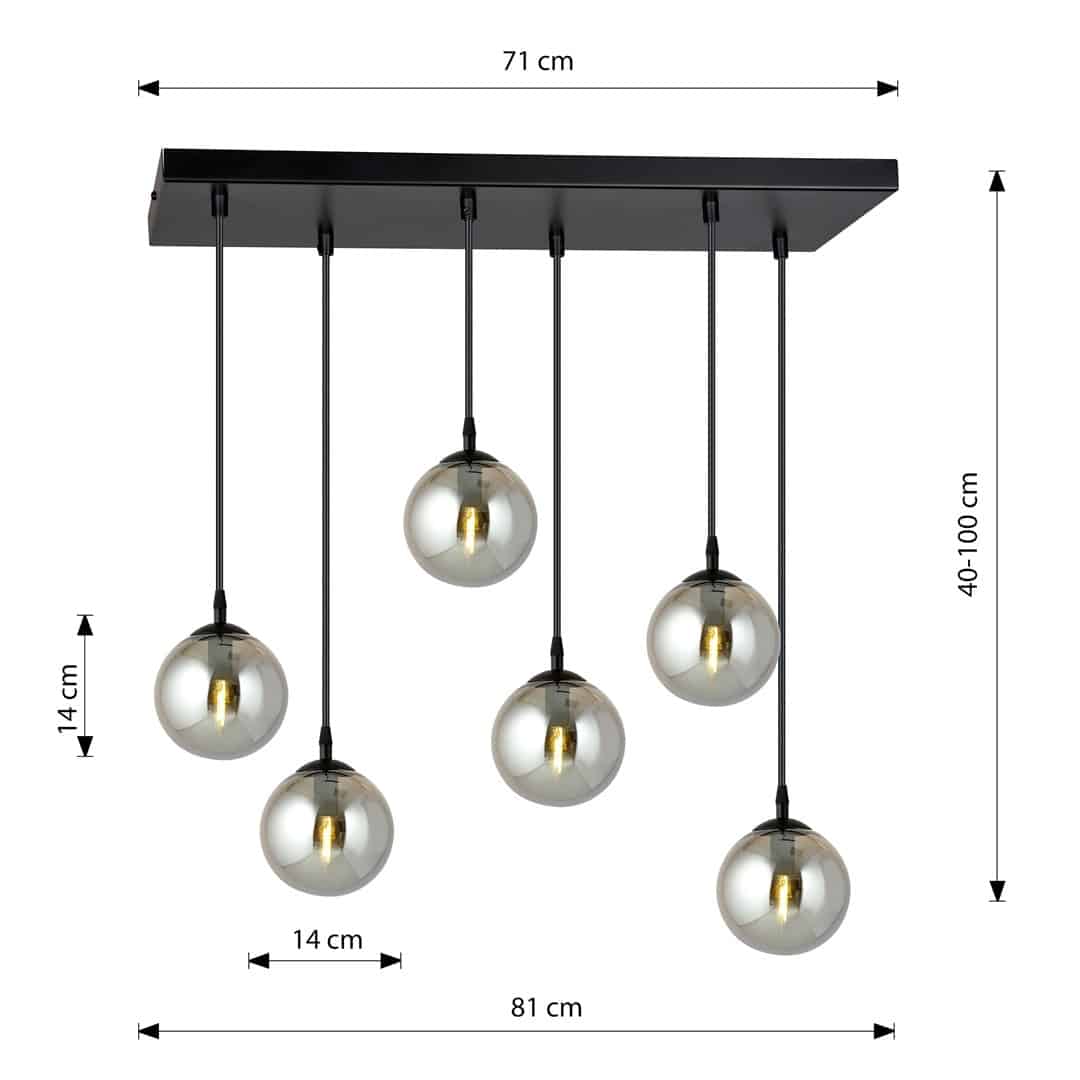 Hanglamp Cosmo 8211 Zwart Grafiet 8211 6 Lamps Hanglamp Cosmo 8211 Zwart Grafiet 8211 6 Lamps