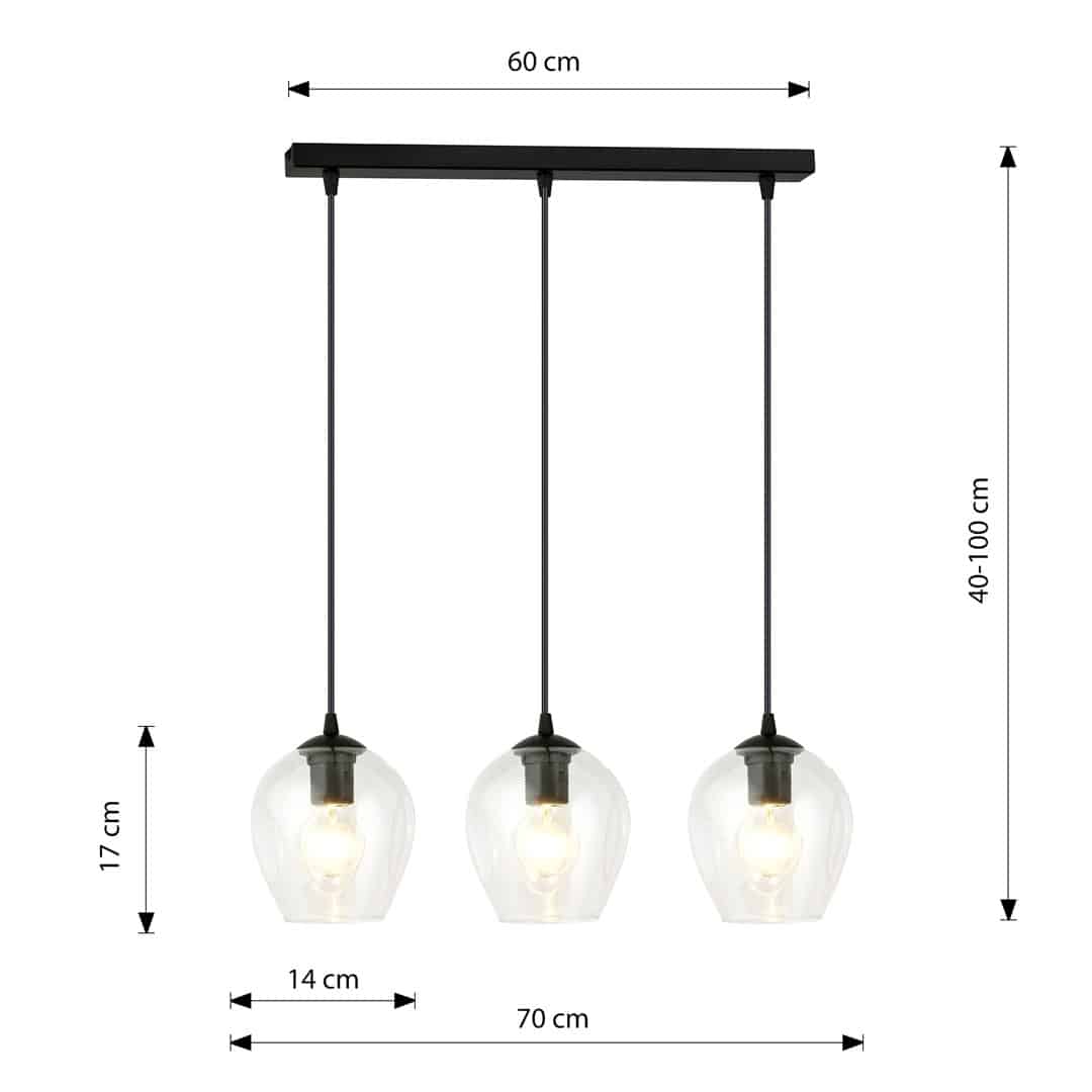 Hanglamp Istar 8211 Zwart Transparant Glas 8211 3 Lamps