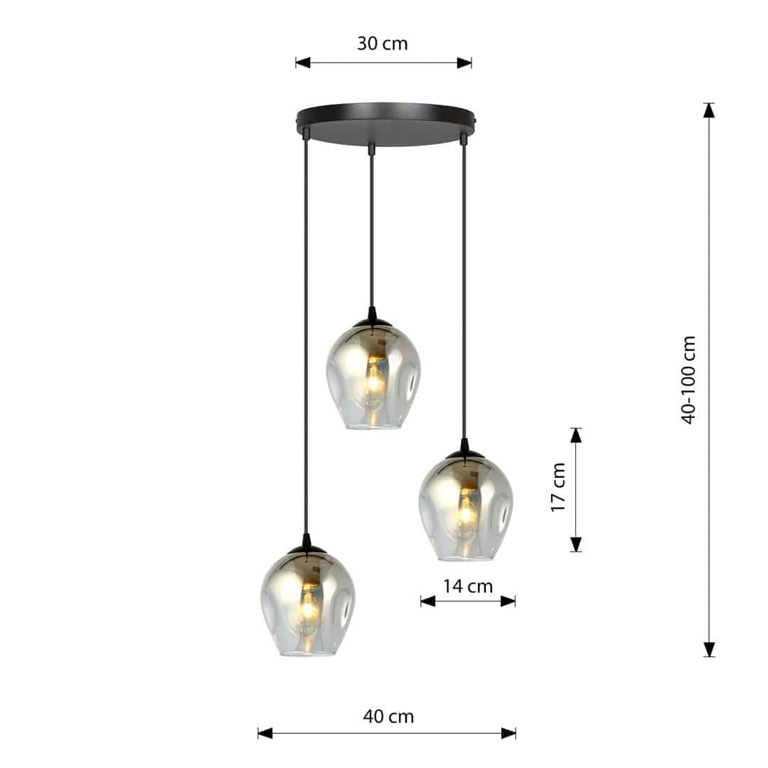 Hanglamp Istar 8211 Zwart Premium Grafiet Glas 8211 3 Lamps