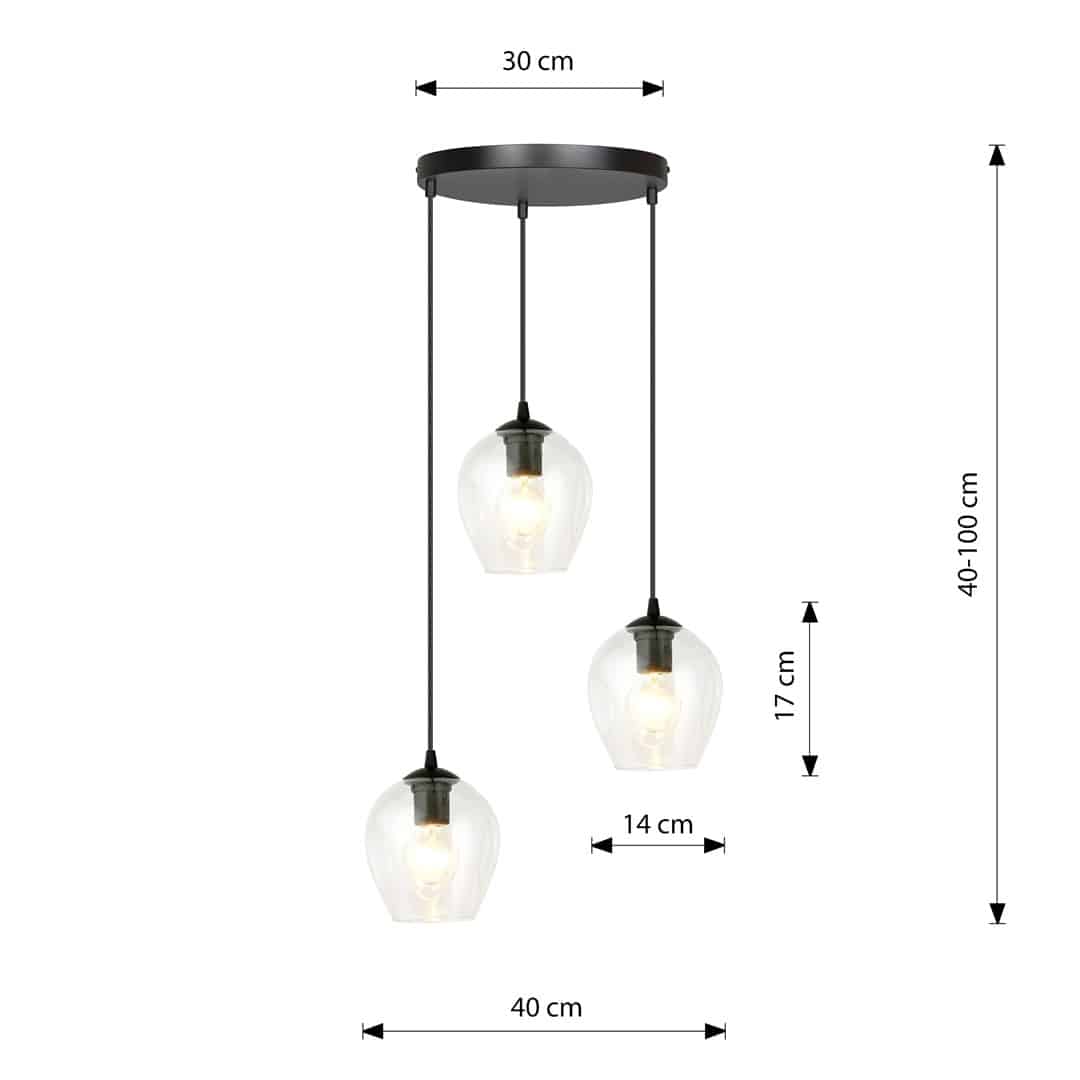 Hanglamp Istar 8211 Zwart 8211 Premium Transparant Glas 8211 3 Lamps Hanglamp Istar 8211 Zwart 8211 Premium Transparant Glas 8211 3 Lamps