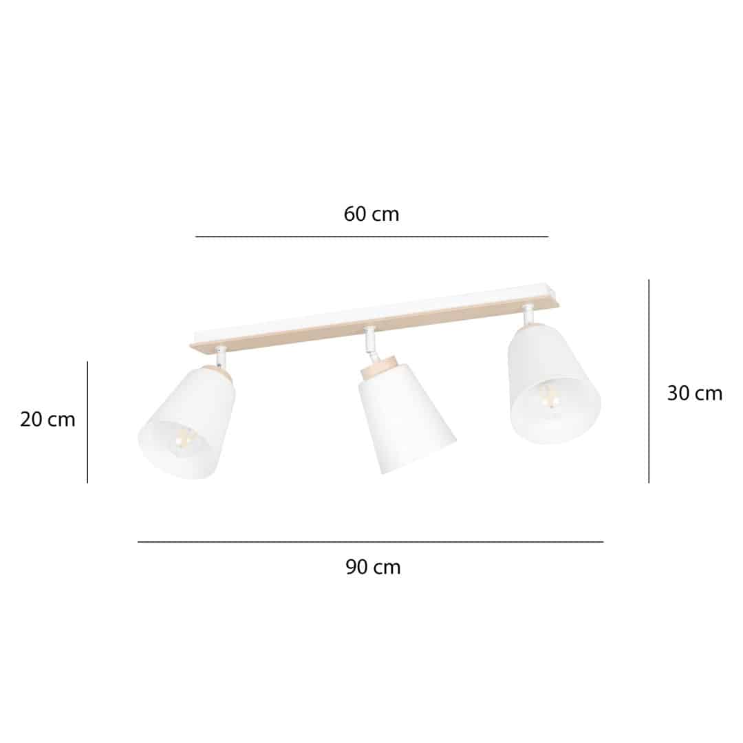 Plafondlamp Atlas 8211 Wit Hout 8211 3 Spots
