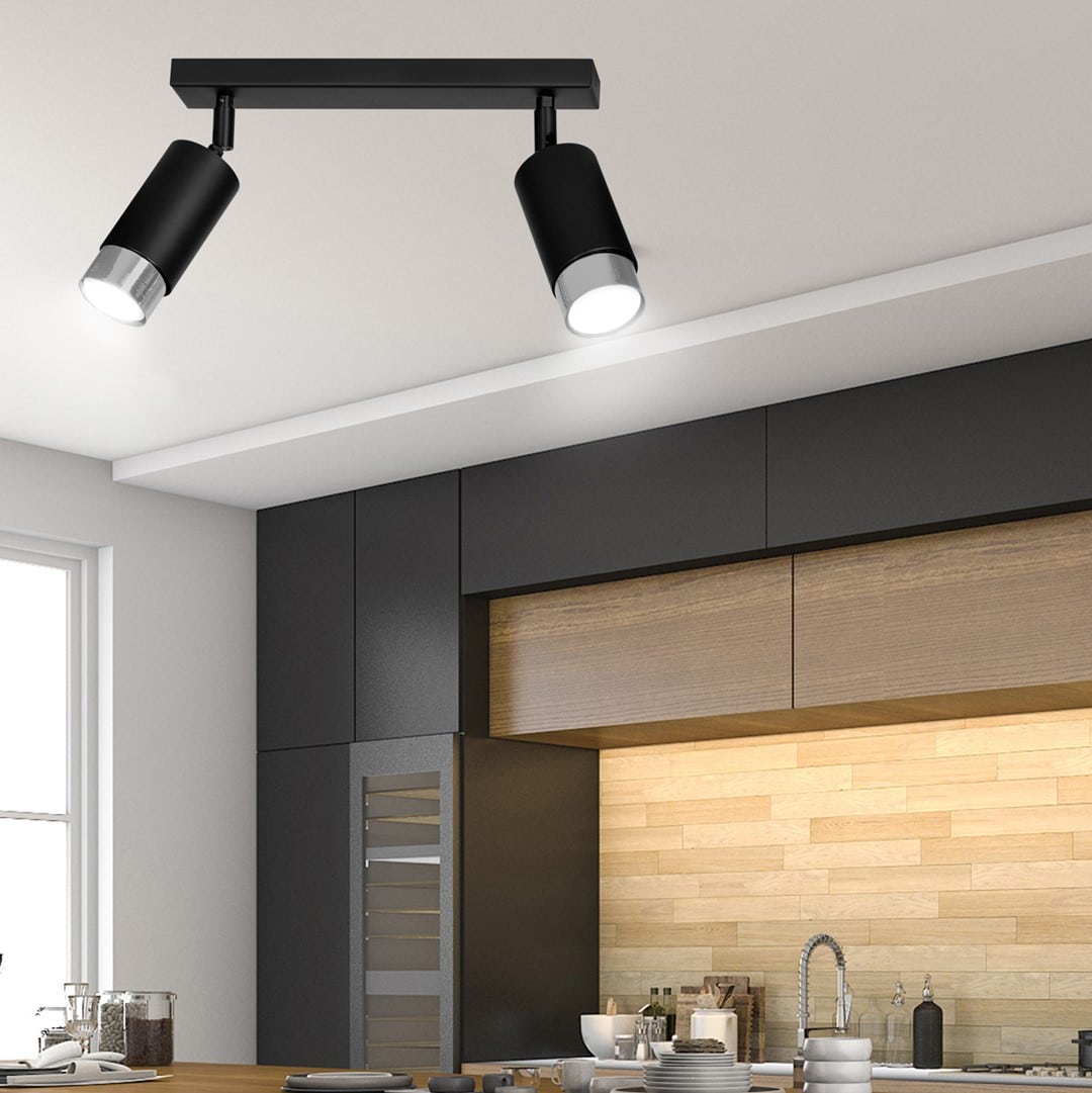 Plafondlamp Hiro 8211 Zwart Chroom 8211 2 Spots