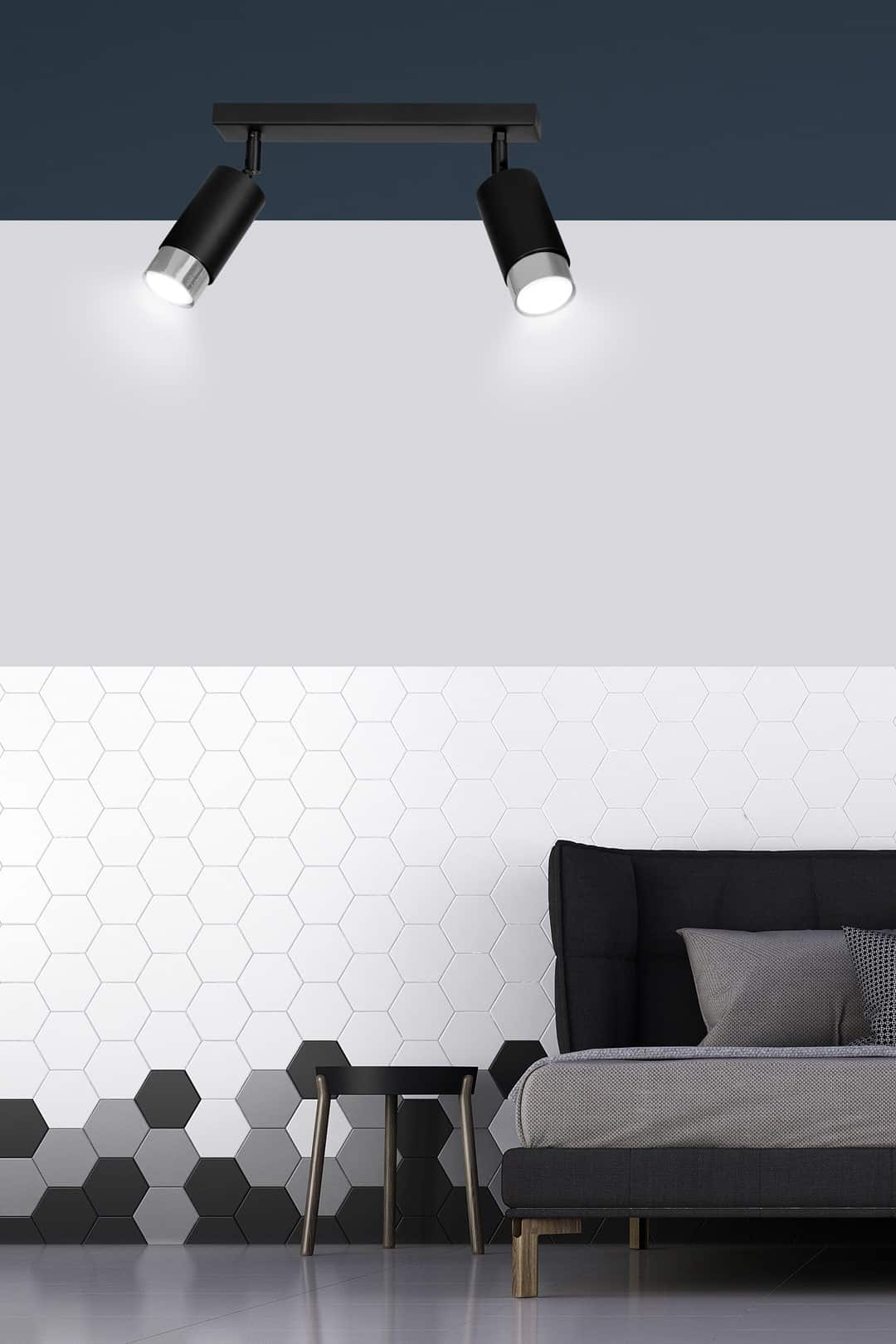 Plafondlamp Hiro 8211 Zwart Chroom 8211 2 Spots