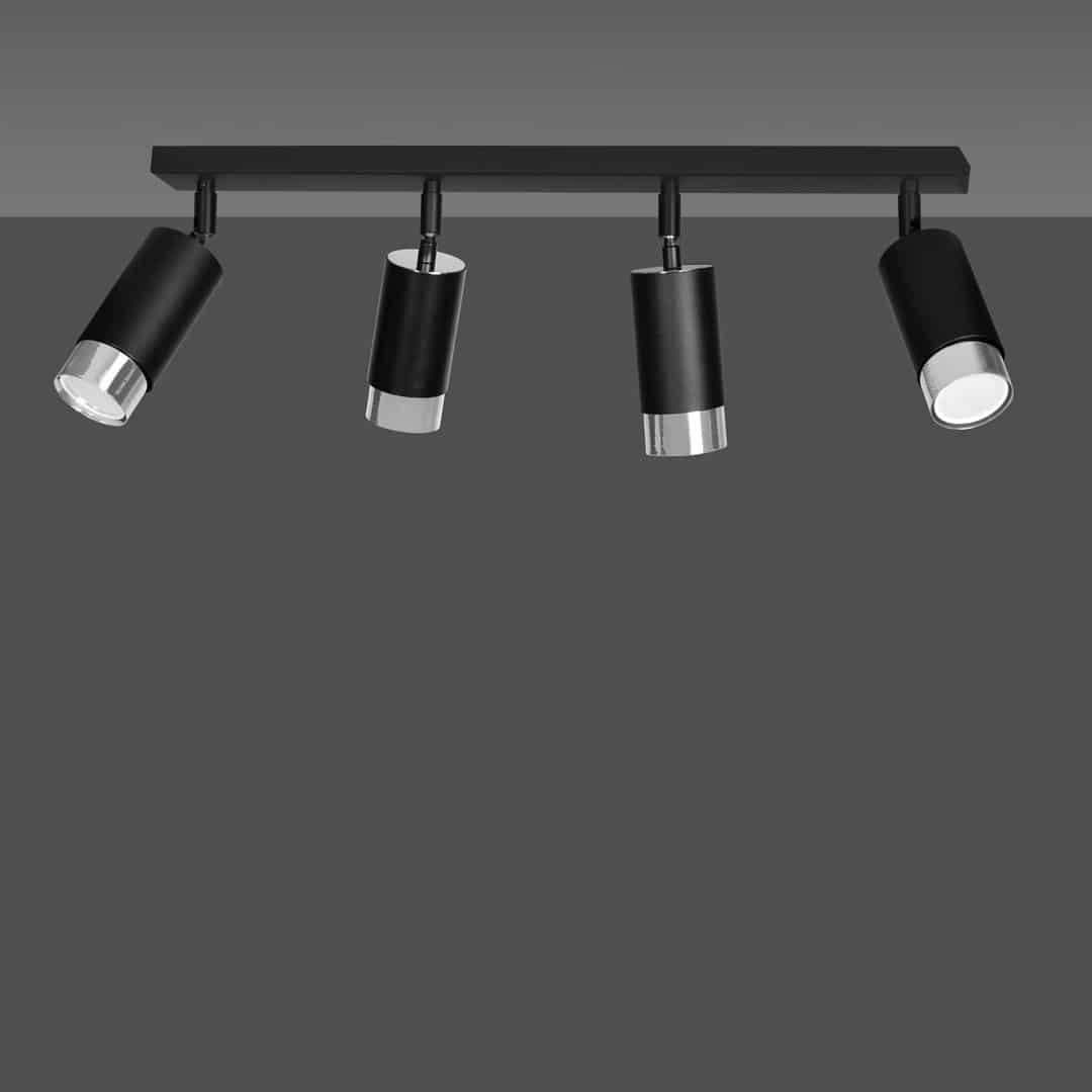 Plafondlamp Hiro 8211 Zwart Chroom 8211 4 Spots Plafondlamp Hiro 8211 Zwart Chroom 8211 4 Spots