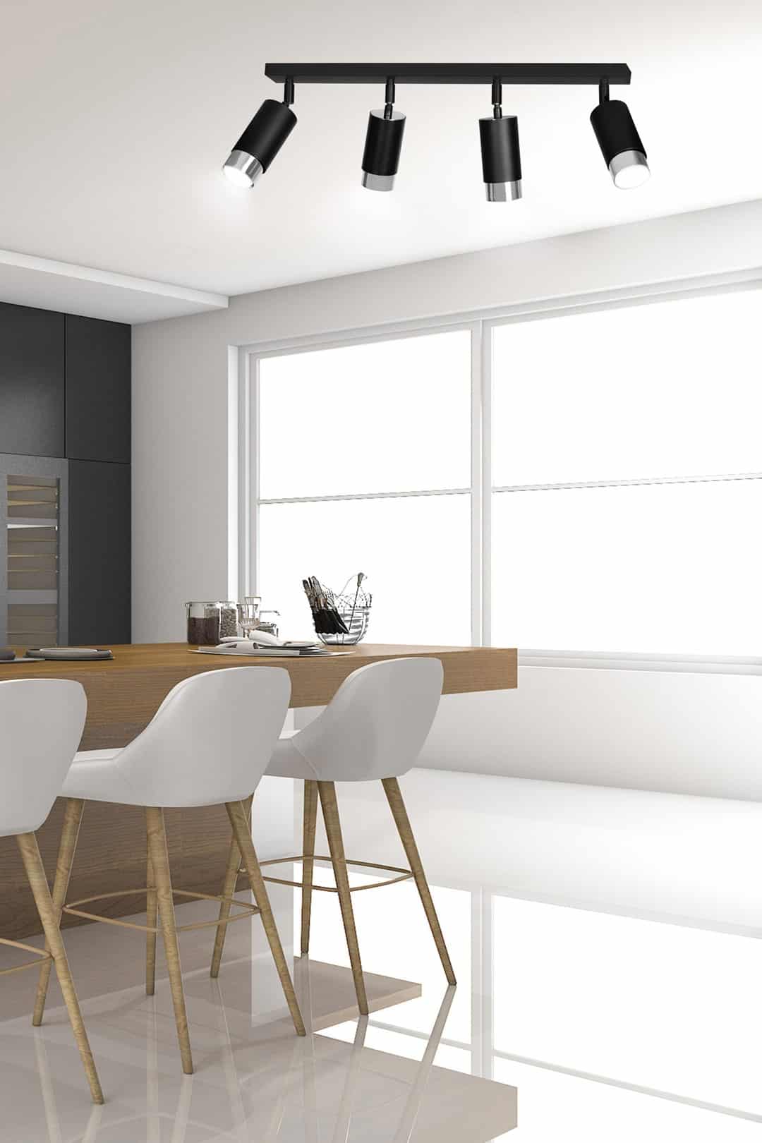 Plafondlamp Hiro 8211 Zwart Chroom 8211 4 Spots Plafondlamp Hiro 8211 Zwart Chroom 8211 4 Spots