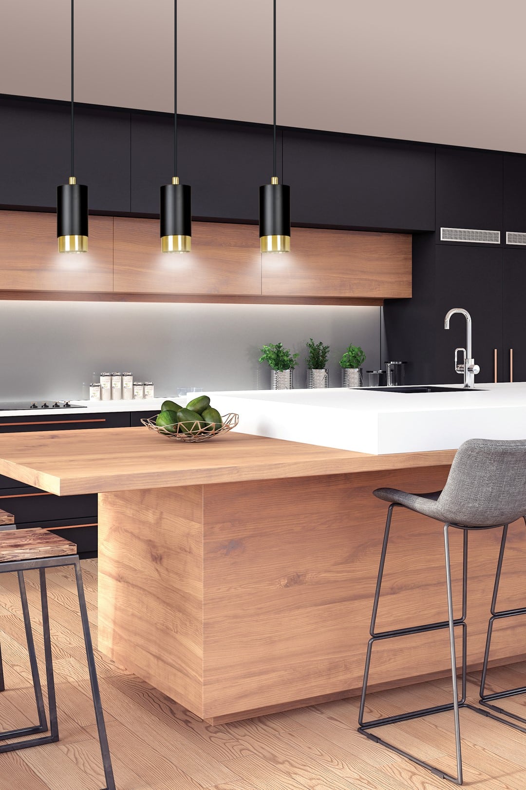 Hanglamp Fumiko 8211 Zwart Goudkleur