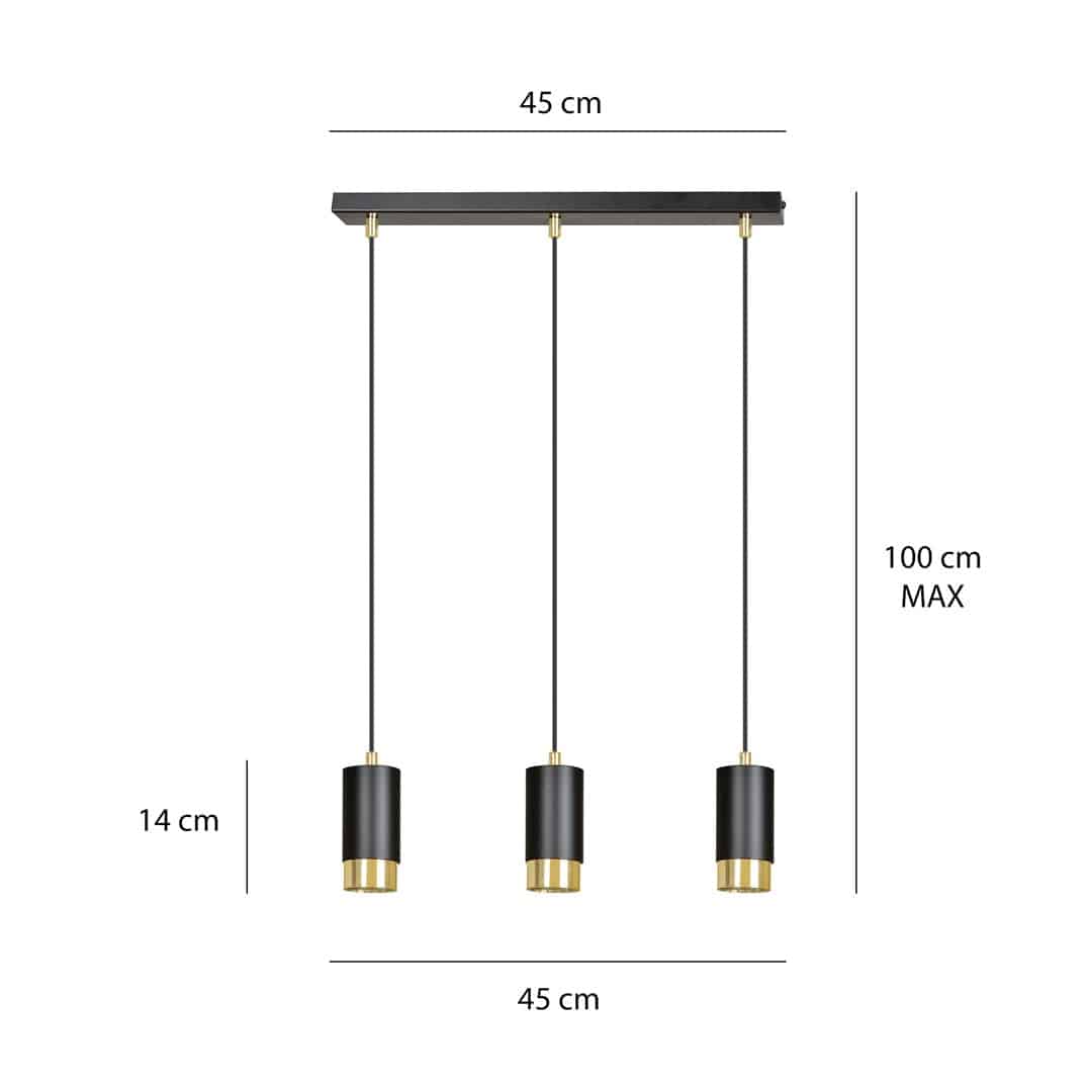 Hanglamp Fumiko 8211 Zwart Goudkleur