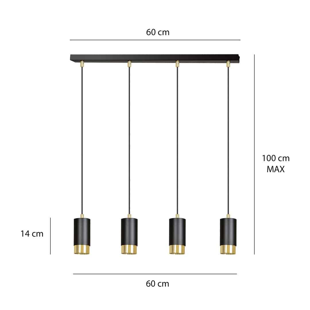 Hanglamp Fumiko 8211 Zwart Goudkleur