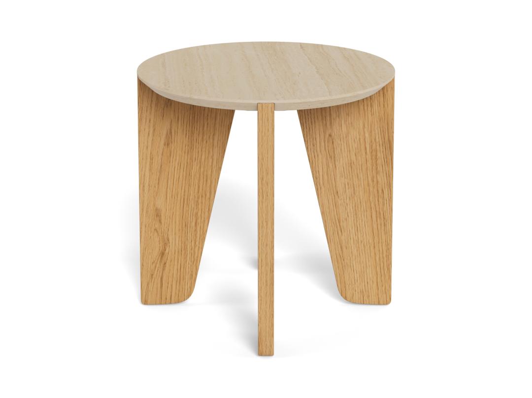 Bijzettafel Dockland 8211 Ruw Travertijn 8211 Eiken Melamine