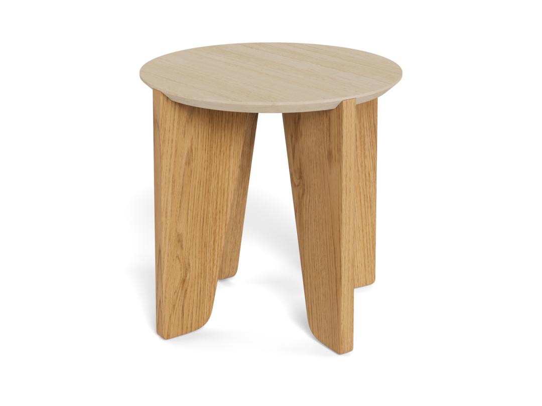 Bijzettafel Dockland 8211 Ruw Travertijn 8211 Eiken Melamine