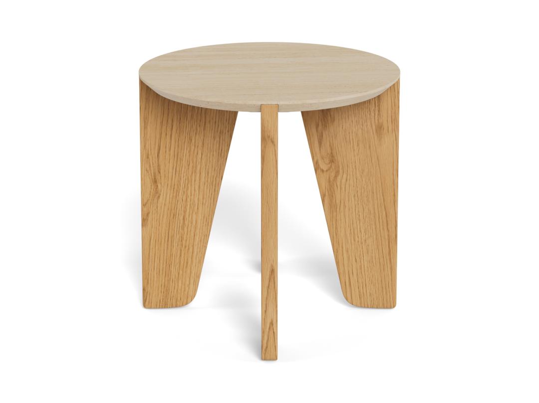 Bijzettafel Dockland 8211 Ruw Travertijn 8211 Eiken Melamine