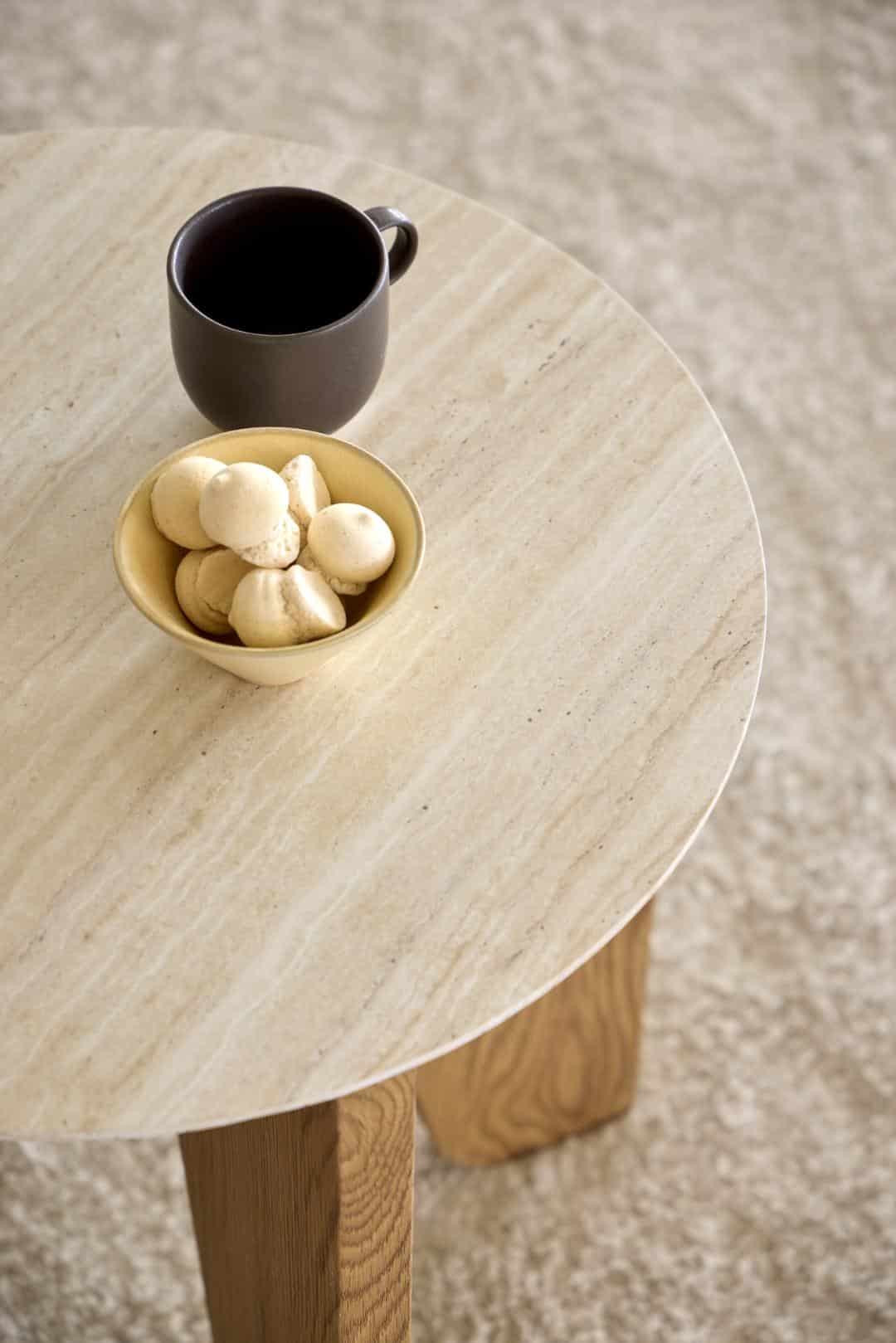 Bijzettafel Dockland 8211 Ruw Travertijn 8211 Eiken Melamine