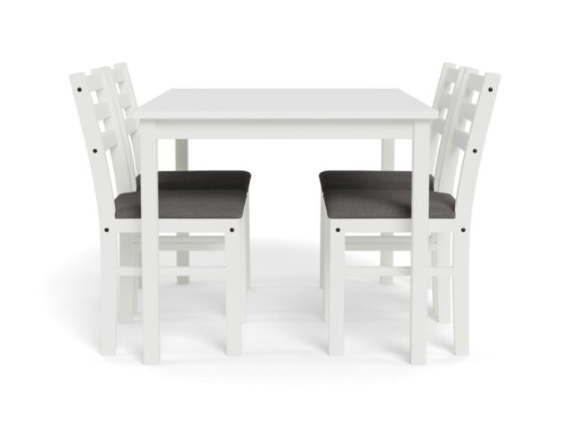 Eetkamerset Alicante 8211 Tafel En 4 Stoelen 8211 Wit Mdf 8211 Stof Lichtgrijs