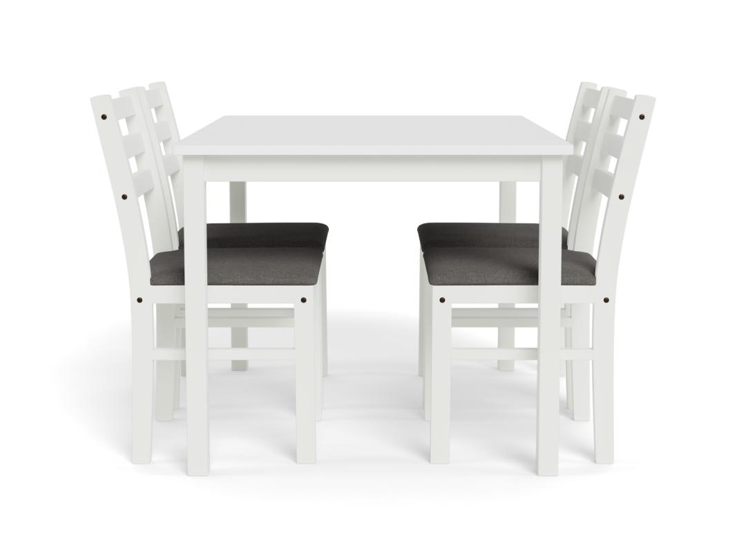 Eetkamerset Alicante 8211 Tafel En 4 Stoelen 8211 Wit Mdf 8211 Stof Lichtgrijs
