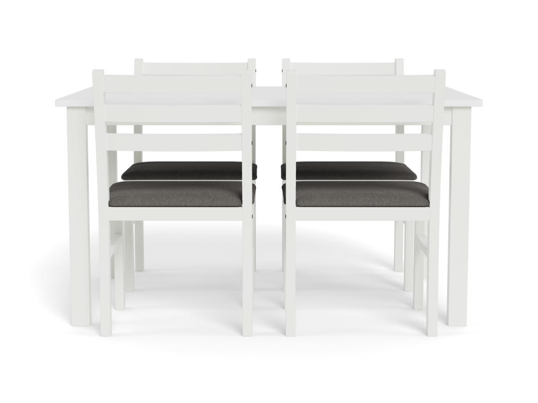 Eetkamerset Alicante 8211 Tafel En 4 Stoelen 8211 Wit Mdf 8211 Stof Lichtgrijs