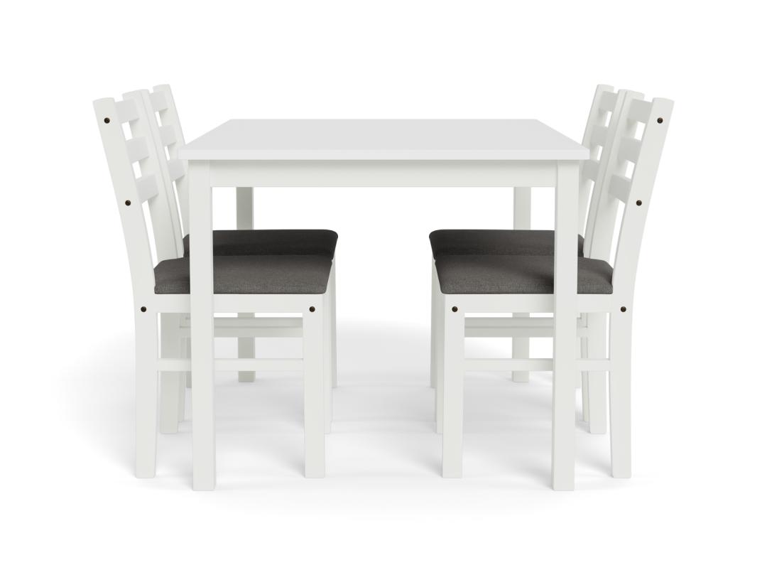 Eetkamerset Alicante 8211 Tafel En 4 Stoelen 8211 Wit Mdf 8211 Stof Lichtgrijs
