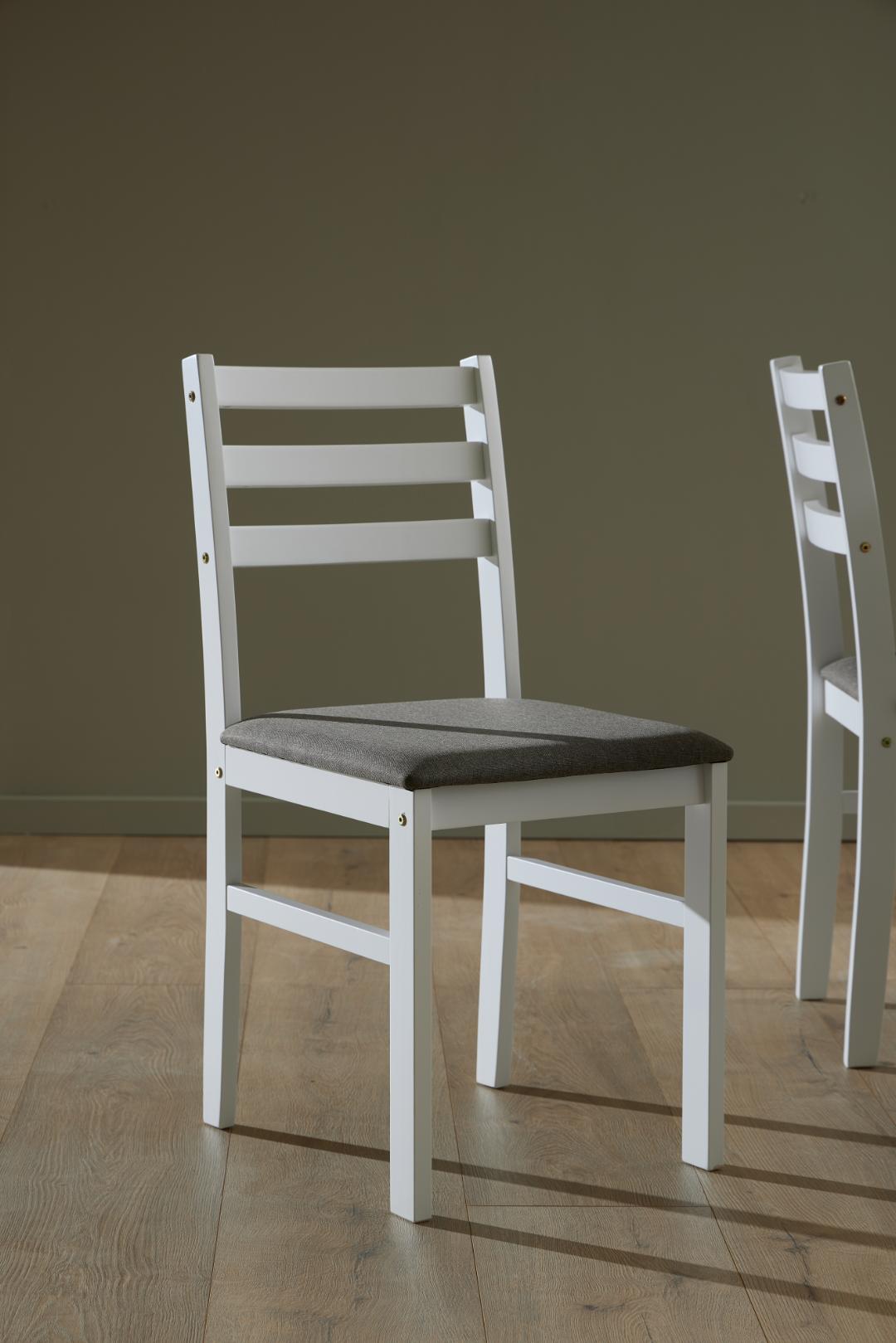 Eetkamerset Alicante 8211 Tafel En 4 Stoelen 8211 Wit Mdf 8211 Stof Lichtgrijs