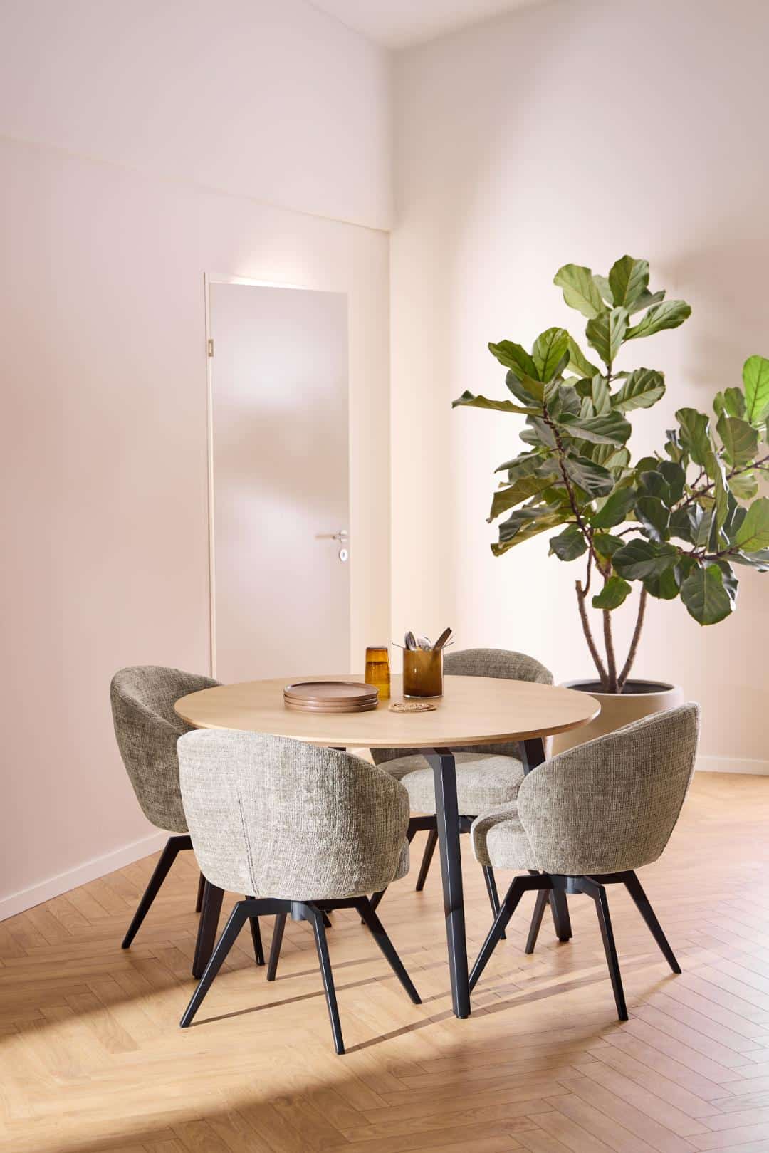 Eetkamerstoel Darlene 8211 Stof Juta Grijs 8211 Staal