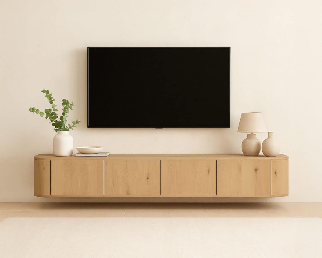 Tv Dressoir Novero 8211 Naturel Oak Kleur 8211 Zwevend 8211 220 Cm