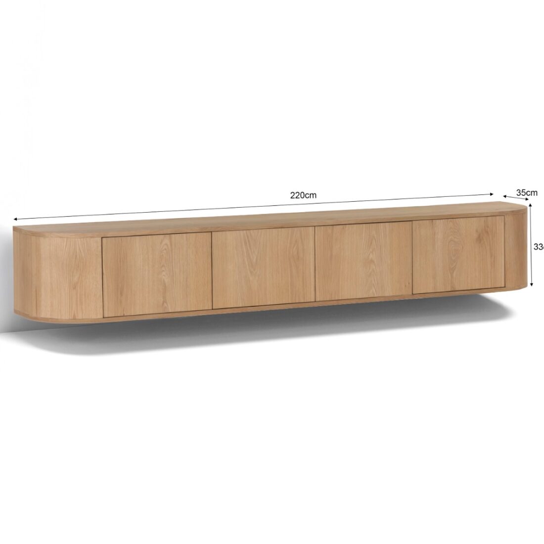 Tv Dressoir Novero 8211 Naturel Oak Kleur 8211 Zwevend 8211 220 Cm