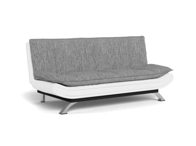 Slaapbank Geloof 8211 Stof Lichtgrijs Pu Wit 8211 Chroom