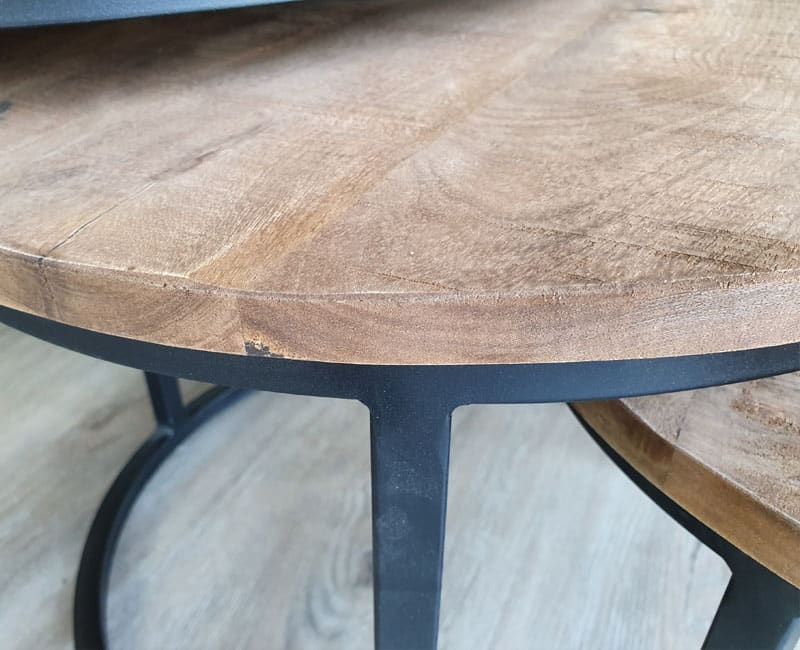 Salontafelset Brix Jerrel 8211 Ruw Mangohout 8211 Metaal 8211 Set Van 3 Salontafelset Brix Jerrel 8211 Ruw Mangohout 8211 Metaal 8211 Set Van 3