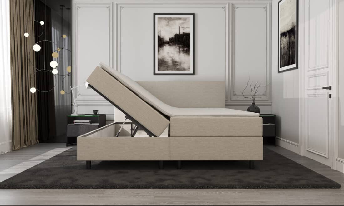 Mrgenn Boxspring Met Opbergruimte Beige 140 215 200