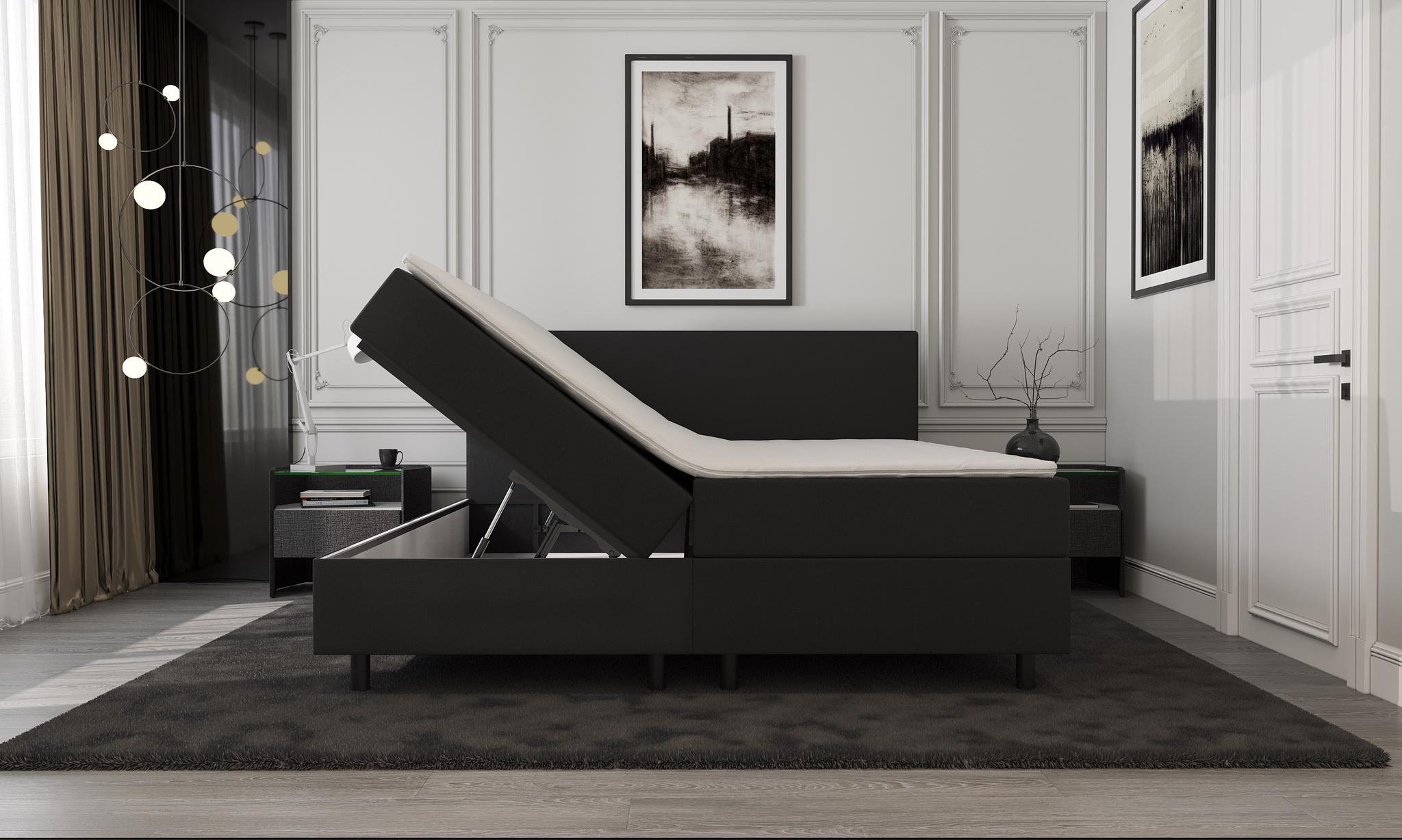 Mrgenn Opbergboxspring Zwart 180 215 200