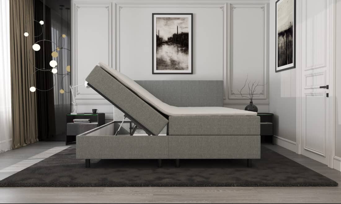 Mrgenn Opbergboxspring Lichtgrijs 140 X 200