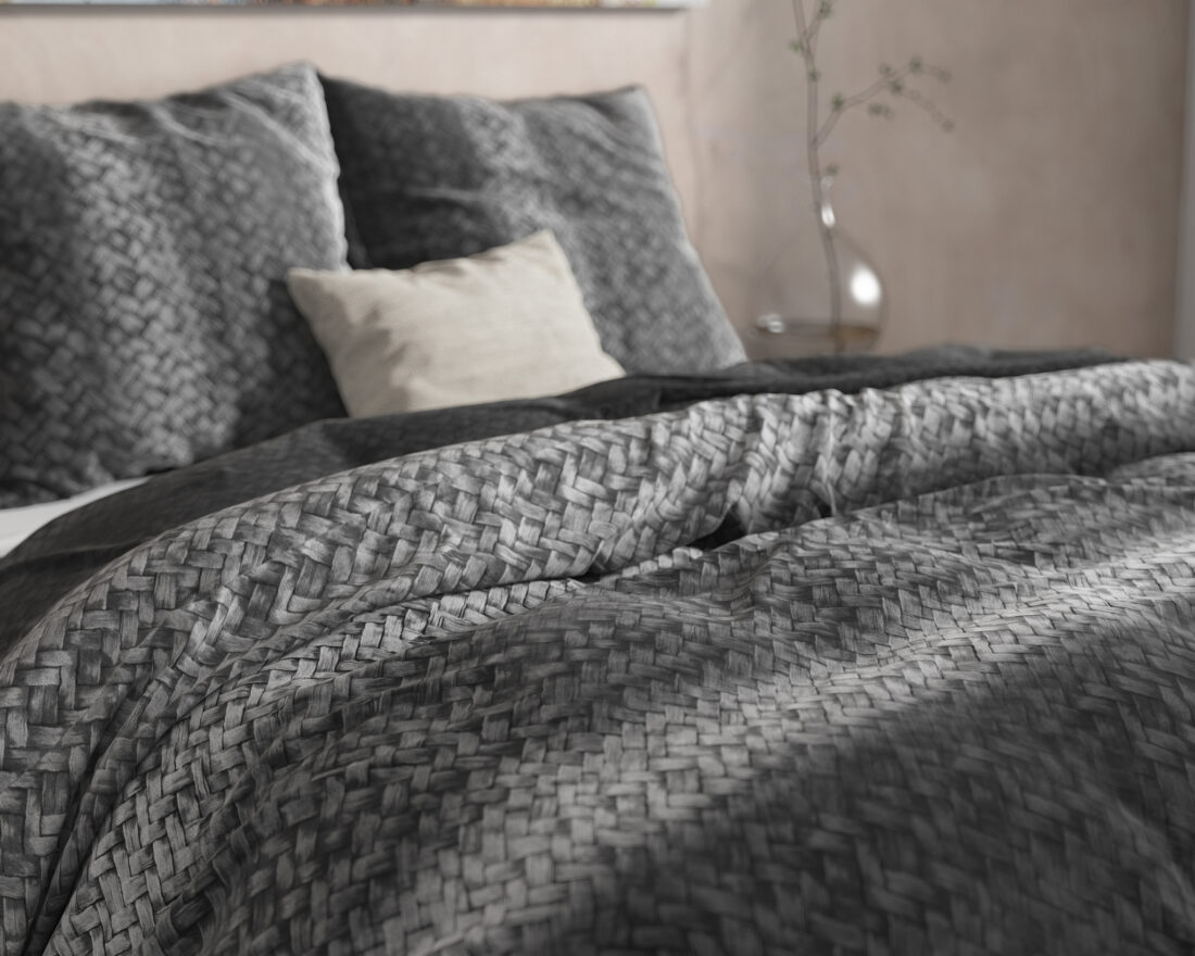 Dh Flanel Kleurverloop Gebreide Structuur Antraciet 240 X 220