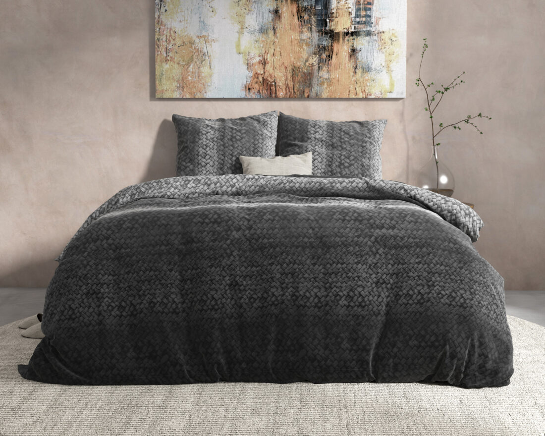 Dh Flanel Kleurverloop Gebreid Antraciet 140 X 220