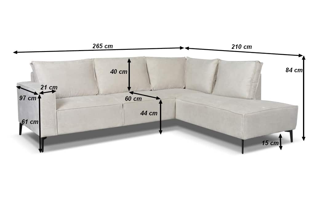 Zitcombinatie Ellie 8211 2 5 Vst Links Ottomane Vst Rechts 8211 Stof Grijs Memphis 6