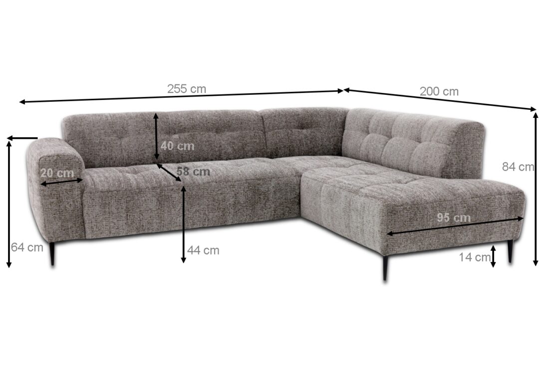 Zitcombinatie Bovino 8211 2 5 Vst Links Ottomane Vst Rechts 8211 Stof Grijs Bella 15
