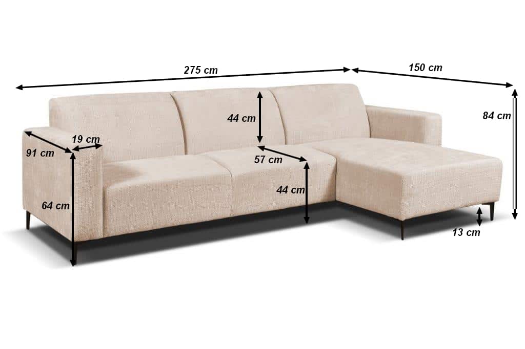 Zitcombinatie Ronald 8211 2 5 Vst Links Chaiselongue Vst Rechts 8211 Stof Lichtgrijs Cremona 81