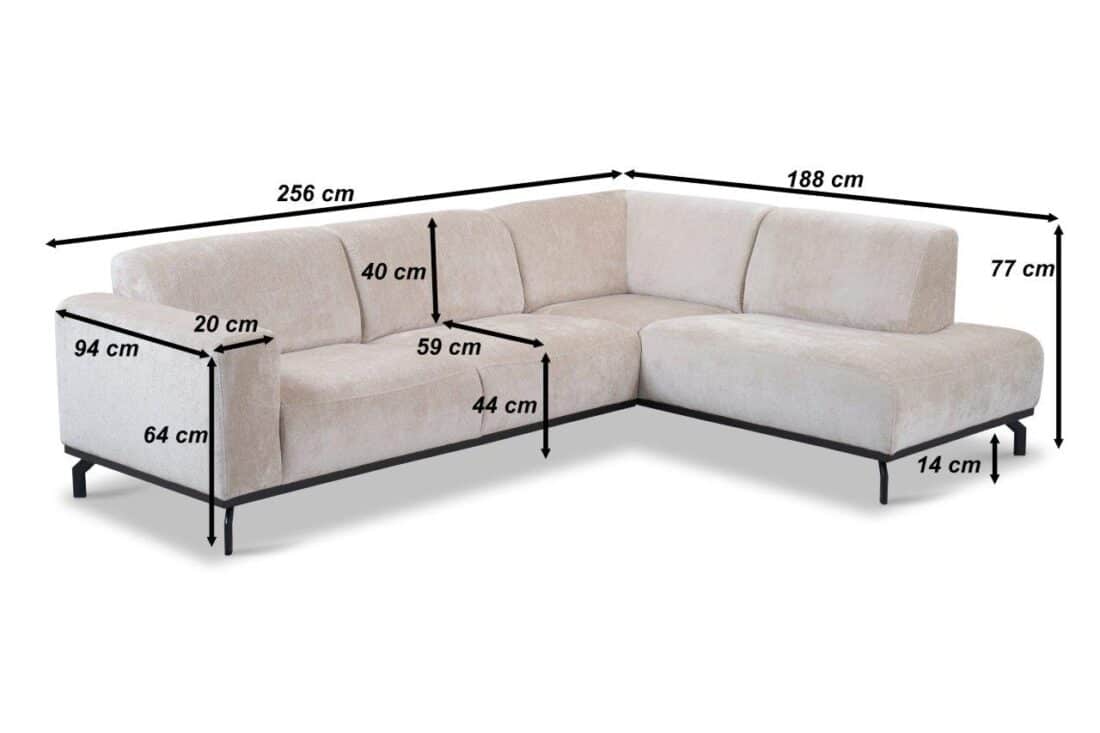 Zitcombinatie Avola 8211 2 5 Vst Links Ottomane Vst Rechts 8211 Stof Beige Aphrodite 3