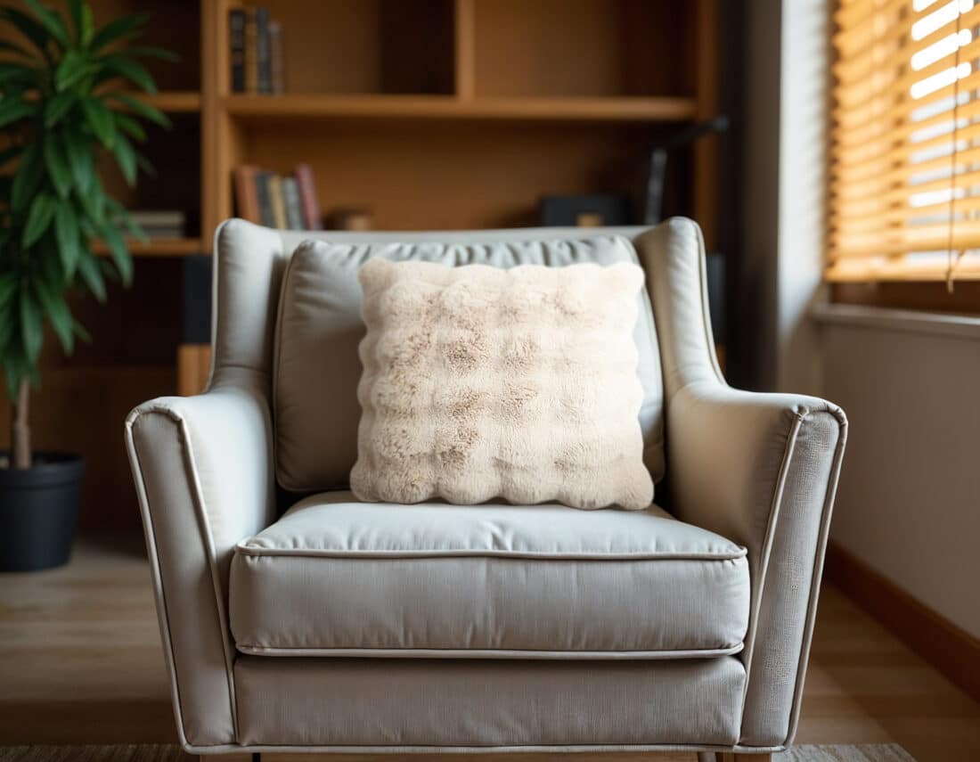 Sierkussen Pom Konijnenbont 8211 Beige 8211 50 215 50 Cm